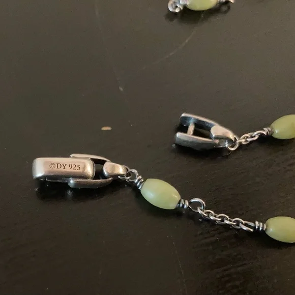 David Yurman Green Jade and Silver Necklace - Picture 5 of 6
